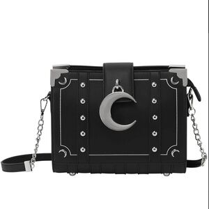 Killstar Black Crossbody Bag with Silver Crescent
